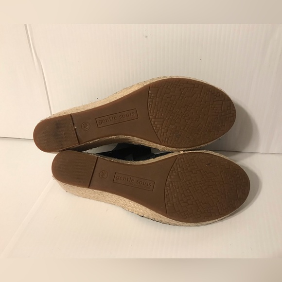 Gentle Souls Colleen wedge sandals black ankle strap leather women size 9 M - Picture 7 of 11